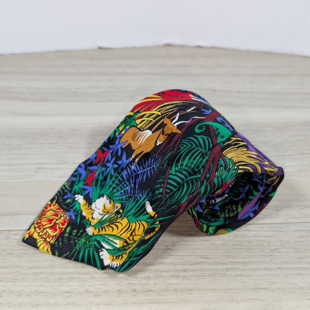 Addiction Silk Tie Jungle Animal Print Tigers Tropical Mens Necktie